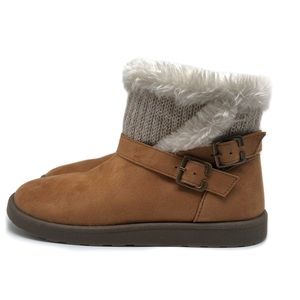 LifeStride Flurry Snow Bootie Faux Fur Ankle Boot Hickory Size 7